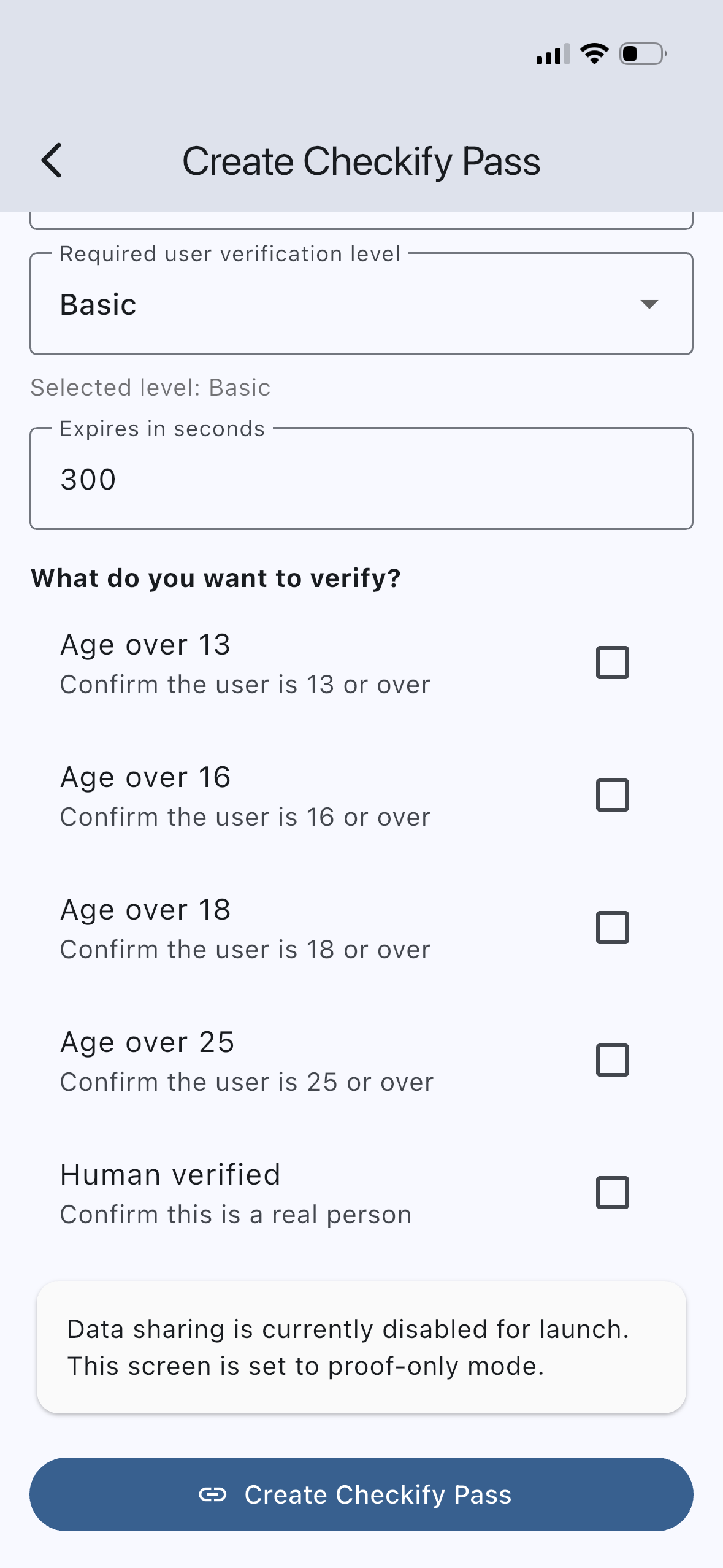 Create Checkify Pass ID