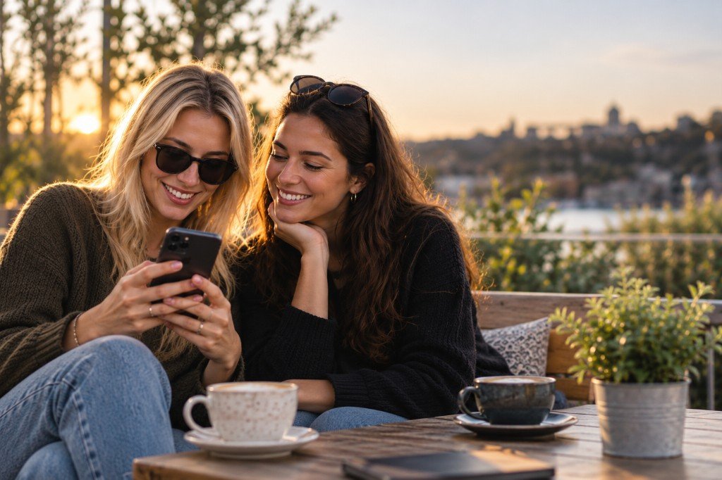 Due persone che utilizzano un telefono insieme