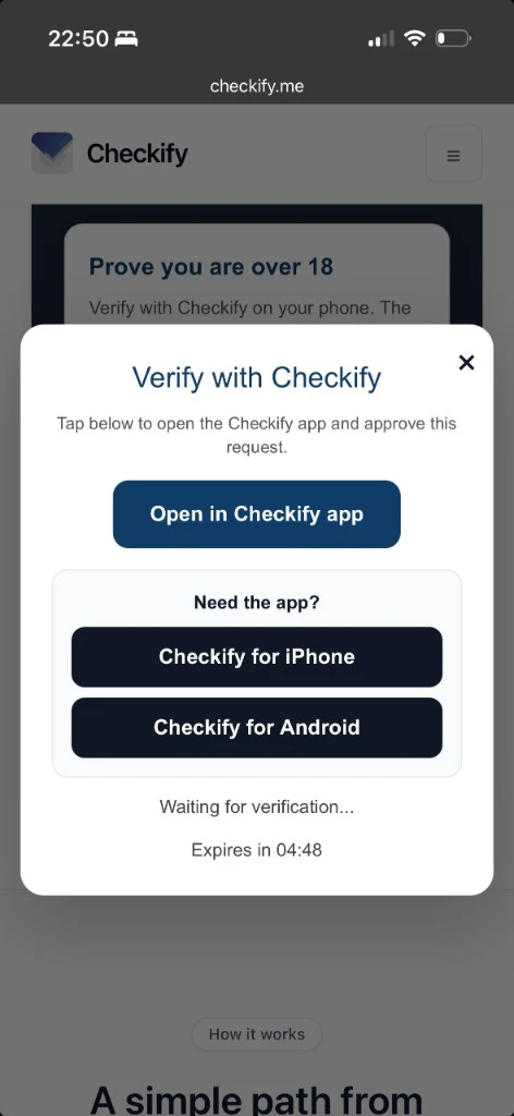 Website asking for a Checkify verification